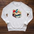 Book Flowers And Butterfly Beautiful Reading Reader Raglan Sleeve Sweatshirt Heather Mustard