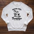 Book Girl Summer Reading Duck Retro Beach Vacation Bookworm Raglan Sleeve Sweatshirt Heather Mustard