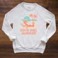 Book Girl Summer Book Reading Retro Sunset Raglan Sleeve Sweatshirt Heather Mustard