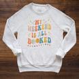 Book Lover My Weekend Is All Booked Librarian Teacher Raglan Sleeve Sweatshirt Heather Mustard
