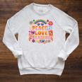 Book Peace Bookworm Hippie Rainbow Peace Sign Raglan Sleeve Sweatshirt Heather Mustard