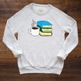 Book Reading And Coffee Books And Coffee Raglan Sleeve Sweatshirt Heather Mustard