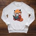 Book Reading Red Panda Reader Animal Cute Red Panda Premium Tri-Blend Raglan Sleeve Sweatshirt Heather Mustard