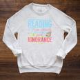 Book Reading Reading Can Seriously Damage Your Ignorance Raglan Baseball Tee Raglan Sleeve Sweatshirt Heather Mustard