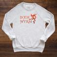 Book Wyrm Reader Book Lover Bookworm Dragon Literary Bookish Raglan Sleeve Sweatshirt Heather Mustard