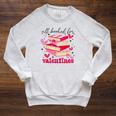 All Booked For Valentines Book Lovers Pink Valentine's Day Raglan Sleeve Sweatshirt Heather Mustard