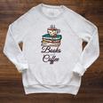 Books And Coffee Raglan Sleeve Sweatshirt Heather Mustard