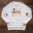 Books Coffee Repeat Librarian Book Lover Raglan Sleeve Sweatshirt Heather Mustard