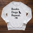 Books Dogs Repeat Shirt Dog Lover Book Lover T-Shirt Raglan Sleeve Sweatshirt Heather Mustard