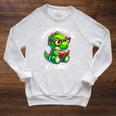 Books Never Go Extinct Reading Dinosaur Bookish Nerdy Raglan Sleeve Sweatshirt Heather Mustard