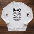 Books Helping Introvert Avoid Conversation Since 1454 Raglan Sleeve Sweatshirt Heather Mustard