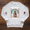 More Books Less People Mystic Book Rainbow Reading Book Raglan Sleeve Sweatshirt Heather Mustard