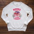 Books Are My Love Language Retro Bookish Pink Valentine Raglan Sleeve Sweatshirt Heather Mustard