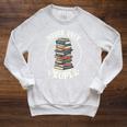 Books Over People Rainbow Reading Bookworm Book Lovers Raglan Sleeve Sweatshirt Heather Mustard