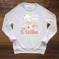 Books Reading Reader Panda Panda Books And Coffee Raglan Sleeve Sweatshirt Heather Mustard