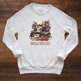 Booktrovert Skull Books Tea Flower Gothic Bookworm Bookish Raglan Sleeve Sweatshirt Heather Mustard