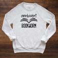 Bookworm Ambivert Fun Book Lovers Reading Raglan Sleeve Sweatshirt Heather Mustard