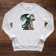 Bookworm Dragon Reading Books Dragon & Books Lover Raglan Sleeve Sweatshirt Heather Mustard