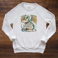 Bookworm Dragons Reading Book Dragons And Books Raglan Sleeve Sweatshirt Heather Mustard