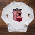 BOOOKS Zombie Dog Reading a Book Halloween Teacher Men Women Kids Raglan Sleeve Sweatshirt Heather Mustard BOOOKS Zombie Dog Reading a Book Halloween Teacher Men Women Kids Raglan Sleeve Sweatshirt Heather Mustard