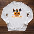 Booooks Ghost Boo Read Books Library Teacher Halloween Cute Raglan Sleeve Sweatshirt Heather Mustard