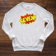 Boy Seven Superhero Comic Book Hero 7th Birthday Boy 7 Years Raglan Sleeve Sweatshirt Heather Mustard Boy Seven Superhero Comic Book Hero 7th Birthday Boy 7 Years Raglan Sleeve Sweatshirt Heather Mustard