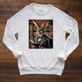 Bunny Reading Book Rabbit Bow Tie Happy Easter Boys Girl Kid Raglan Sleeve Sweatshirt Heather Mustard