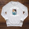 Calico Cat Graphic Not Meow Im Reading Book Lover Raglan Sleeve Sweatshirt Heather Mustard