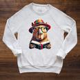 Capybara Bookworm Rodent Reading a Book Raglan Sleeve Sweatshirt Heather Mustard