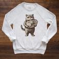 Cat Book Lover Reading Men Women Kids Raglan Sleeve Sweatshirt Heather Mustard