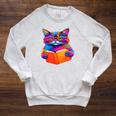 Cat Book Shirt Colorful Cat Reading Book Raglan Sleeve Sweatshirt Heather Mustard Cat Book Shirt Colorful Cat Reading Book Raglan Sleeve Sweatshirt Heather Mustard