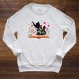 Cat Kitten Wildflower Book Pet Owner Librarian Raglan Sleeve Sweatshirt Heather Mustard