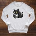 Cat Reading a Book Nerd Kitty Bookworm Raglan Sleeve Sweatshirt Heather Mustard Cat Reading a Book Nerd Kitty Bookworm Raglan Sleeve Sweatshirt Heather Mustard