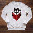 Cat Reads Book How To Live With Humans Raglan Sleeve Sweatshirt Heather Mustard