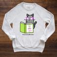 Cats And Books Happiness Cartoon Cat Pun For Women Raglan Sleeve Sweatshirt Heather Mustard