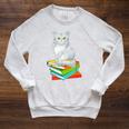 Cats And Books Lover Persian Cat For Men Women Kids Raglan Sleeve Sweatshirt Heather Mustard