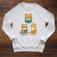 Cats Reading Book Lover Reading Bookworm Reader Raglan Sleeve Sweatshirt Heather Mustard