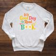 Cheerful Good Day To Read A Book Cozy Warm Bookworm Raglan Sleeve Sweatshirt Heather Mustard