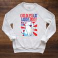 Childless Cat Ladies Vote Kamala Harris Cute Comic Book Cat Raglan Baseball Tee Raglan Sleeve Sweatshirt Heather Mustard