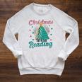 Christmas Is For Reading Books Christmas Tree Books Raglan Sleeve Sweatshirt Heather Mustard