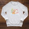 Christmas Tree Snowman Reindeer Book Stack Librarian Raglan Sleeve Sweatshirt Heather Mustard