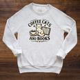 Coffee Cats And Book Reader Book Lovers Librarian Bookworm Raglan Sleeve Sweatshirt Heather Mustard