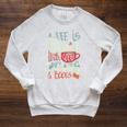 Coffee Cats And Books Cute Kitty Reading Raglan Sleeve Sweatshirt Heather Mustard