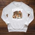 Coffee Cats And Books Cats And Reading Lovers Raglan Sleeve Sweatshirt Heather Mustard
