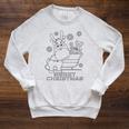 Coloring Book Style Blank Merry Christmas Tree Reindeer Raglan Sleeve Sweatshirt Heather Mustard