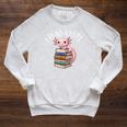 Cool Axolotl Reading Library Book Lover Reading Women Men Raglan Sleeve Sweatshirt Heather Mustard