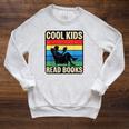 Cool Kids Read Books Retro Reading Vintage Raglan Sleeve Sweatshirt Heather Mustard
