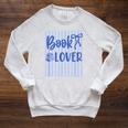 Coquette Book Lover Preppy Blue Stripes Bookworm Reading Raglan Sleeve Sweatshirt Heather Mustard