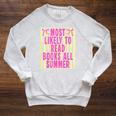 Coquette Striped Most Likely To Read Books All Summer Raglan Sleeve Sweatshirt Heather Mustard