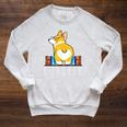 Corgi Corgeek Book Nerd Geek Dog Shirt T-Shirt Raglan Sleeve Sweatshirt Heather Mustard